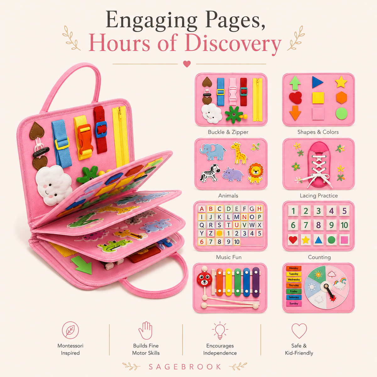 SAGEBROOK® Montessori Busy Board